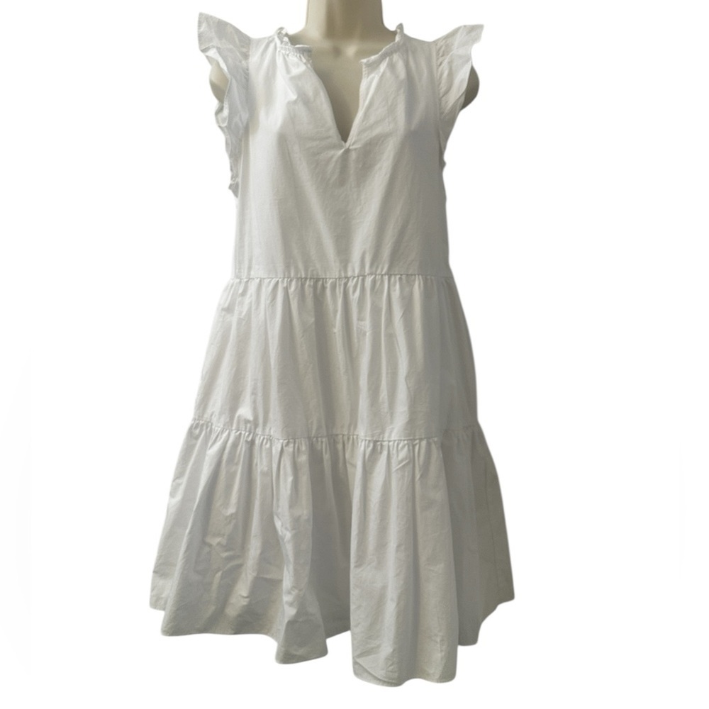 A Loves A S White Cotton Tiered Ruffle Sleeve Dress Flawed Boho Style